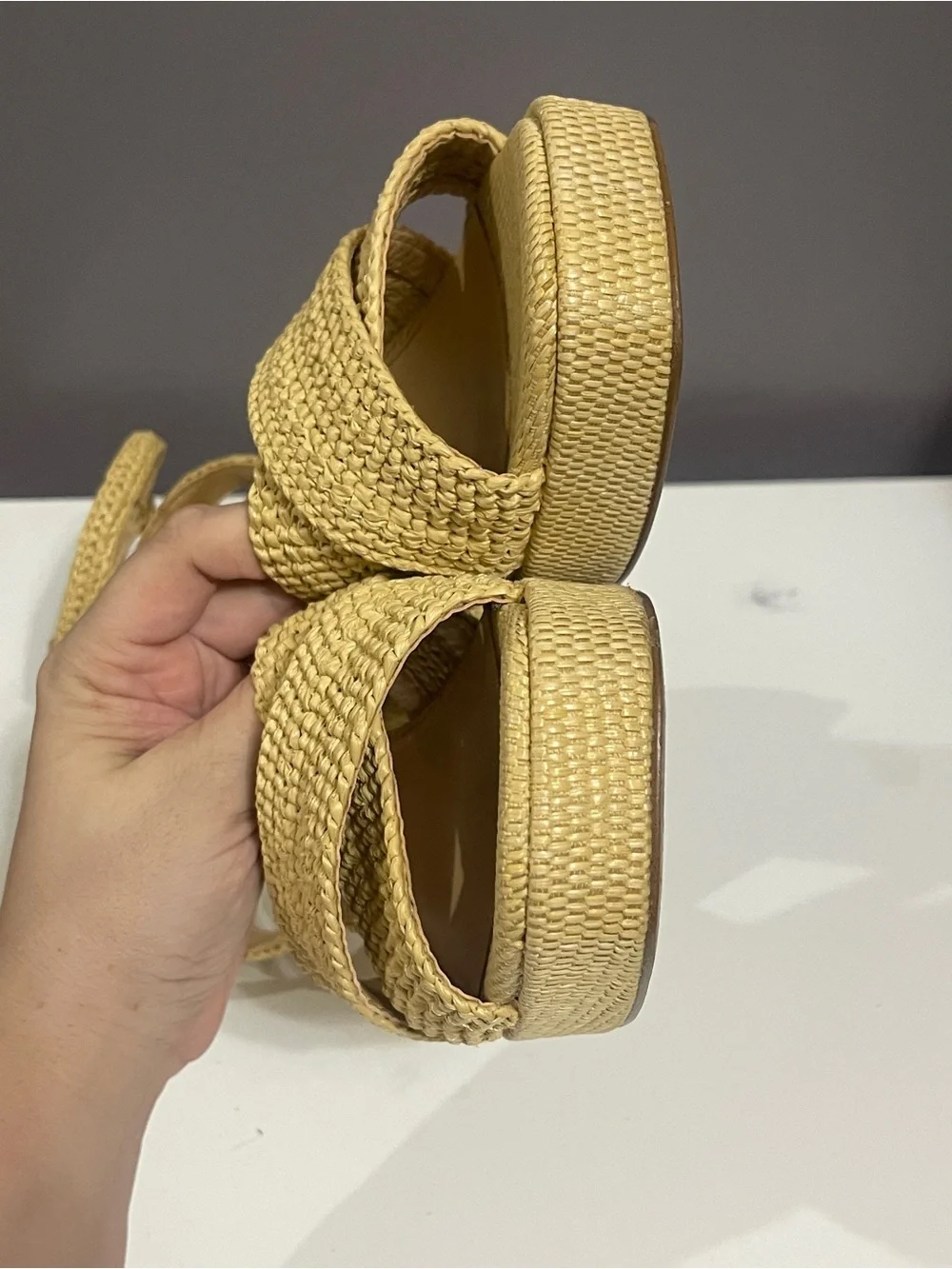 J. Crew Woven Platform Ankle-Strap Open Toe Heels